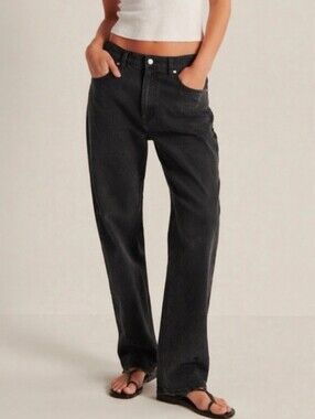 Abercrombie & Fitch Curve Love Washed Black The Tapered Loose Jeans